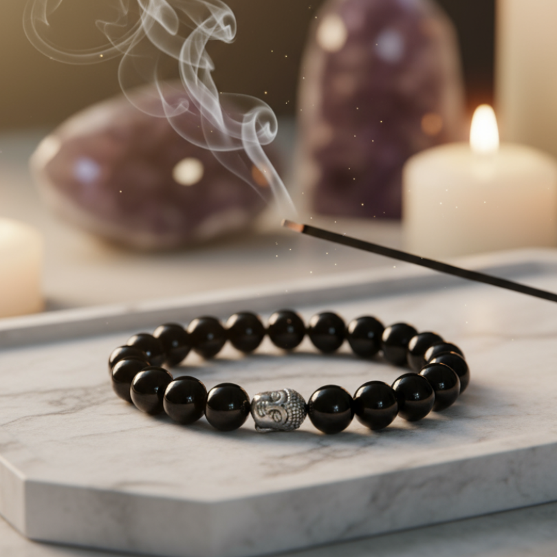 Authentic Black Obsidian gemstone bracelet for confidence and positivity