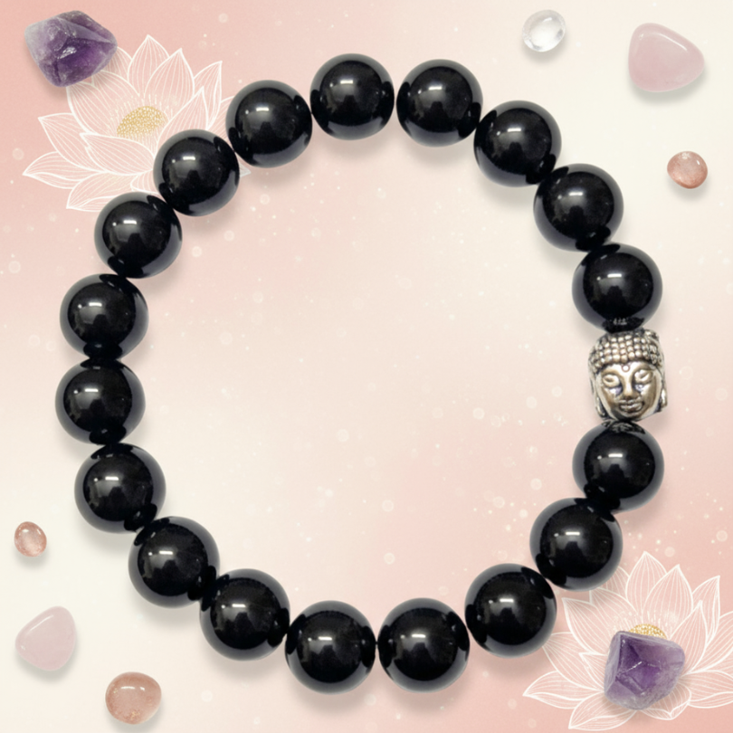 Authentic Black Obsidian gemstone bracelet for confidence and positivity