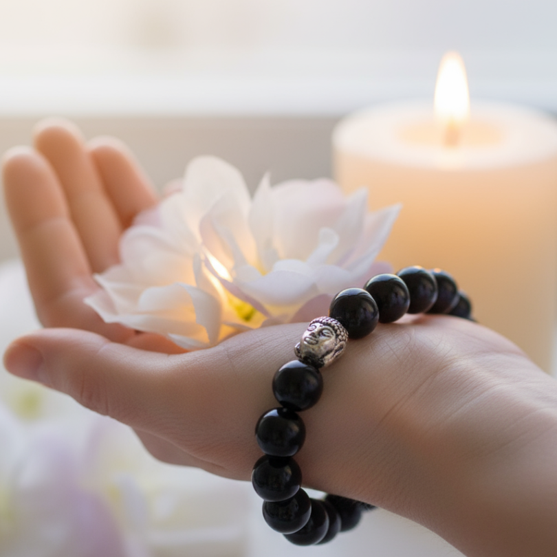 Authentic Black Tourmaline gemstone bracelet for confidence and wellbeing