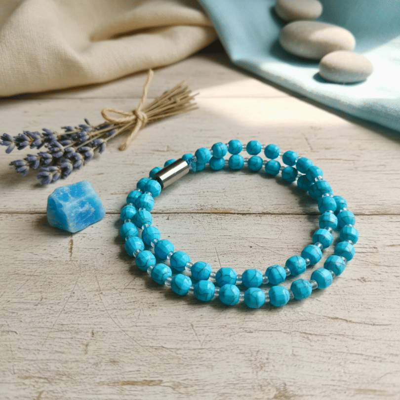 Blue Howlite Mala for Calm Mind, Meditation & Clear Communication