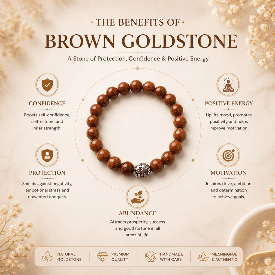 Natural Brown Goldstone Bracelet For Attaining Goals (10mm)