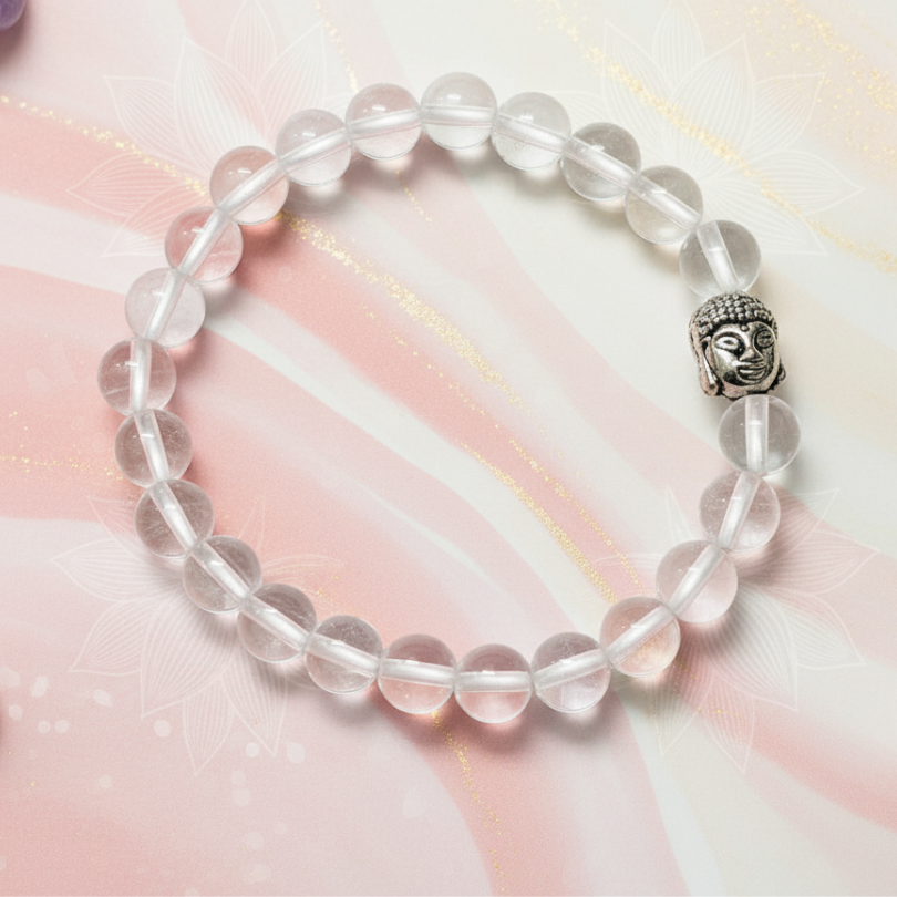 Natural Clear Quartz gemstone bracelet for spiritual growth and positivity