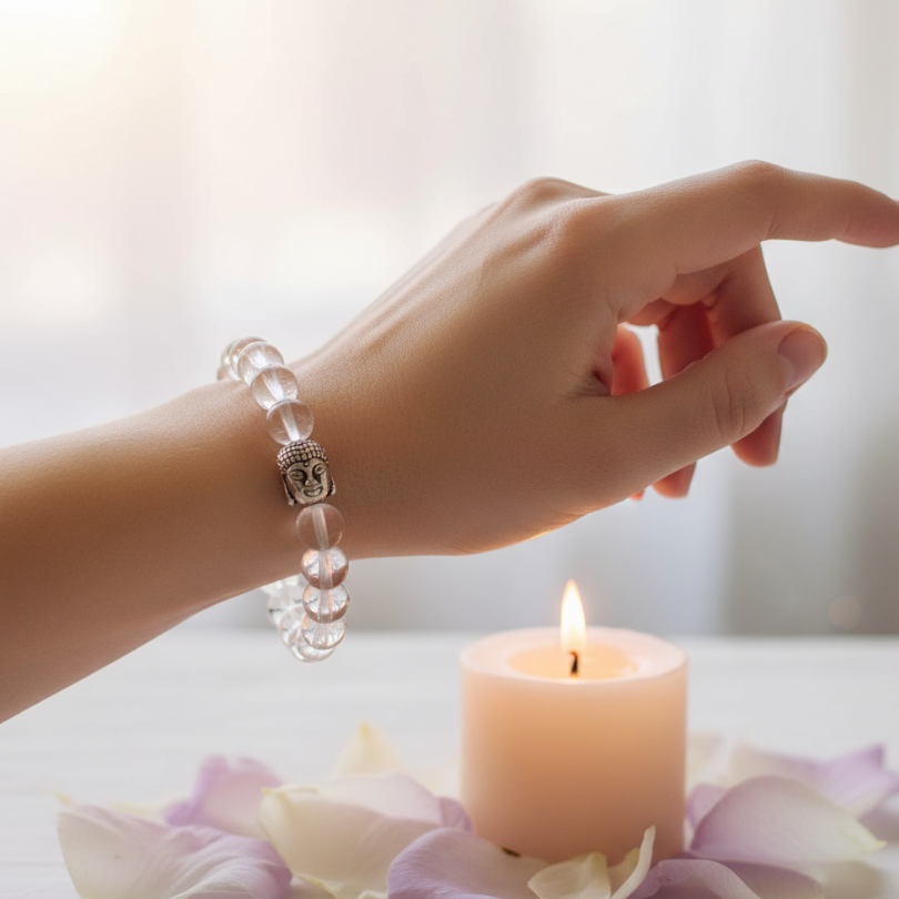 Healing Clear Quartz bracelet for focus, protection, and harmony