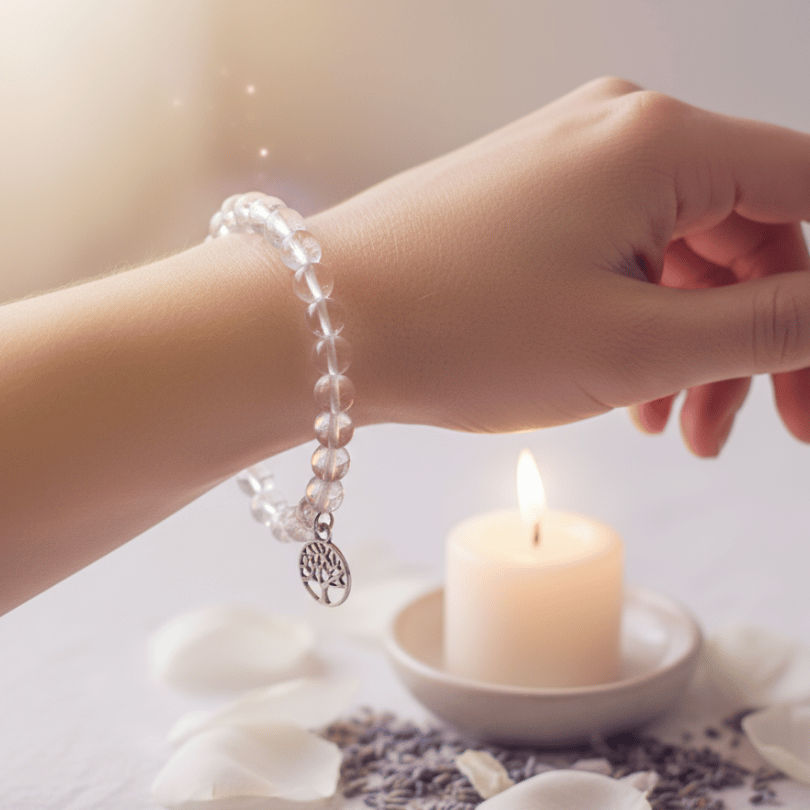 Healing Clear Quartz bracelet for focus, protection, and harmony