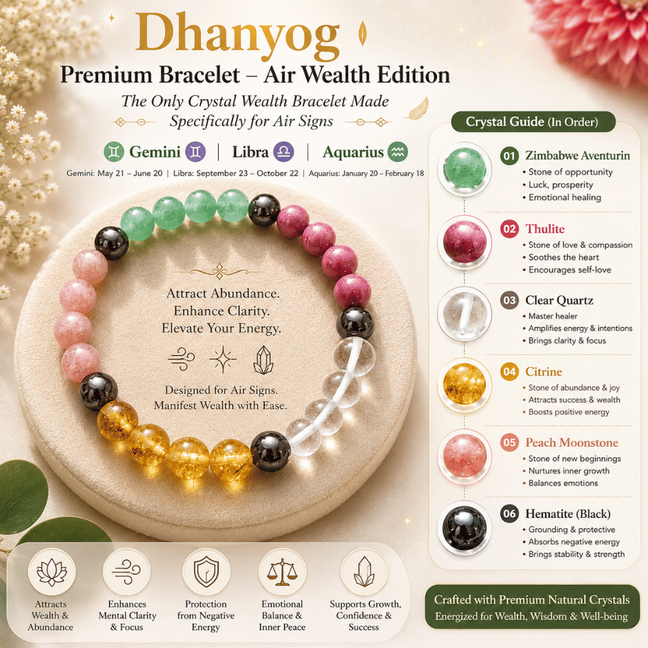 Dhanyog Premium Bracelet For Gemini | Libra | Aquarius