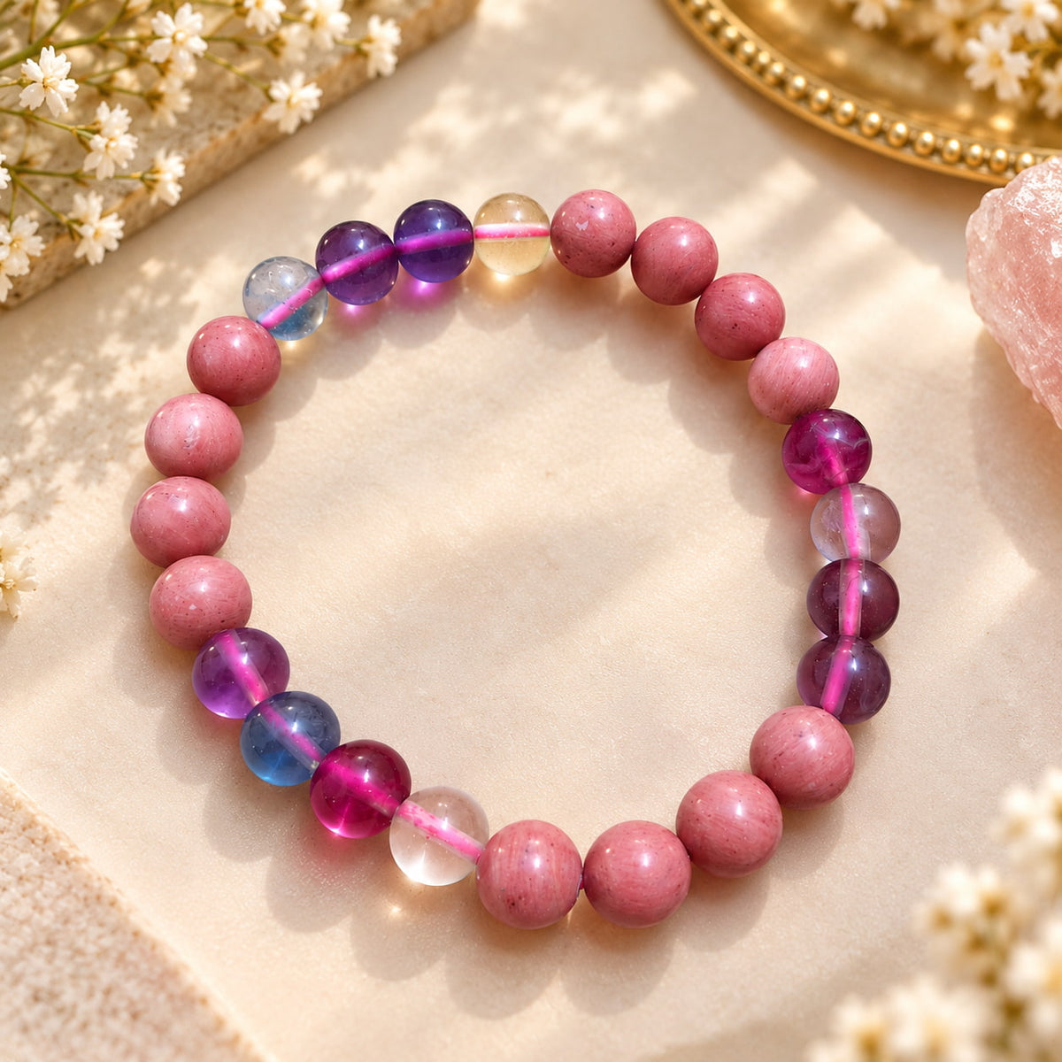 Gemini (मिथुन) Abundance Bracelet for 2027 | Multi Fluorite and Thulite