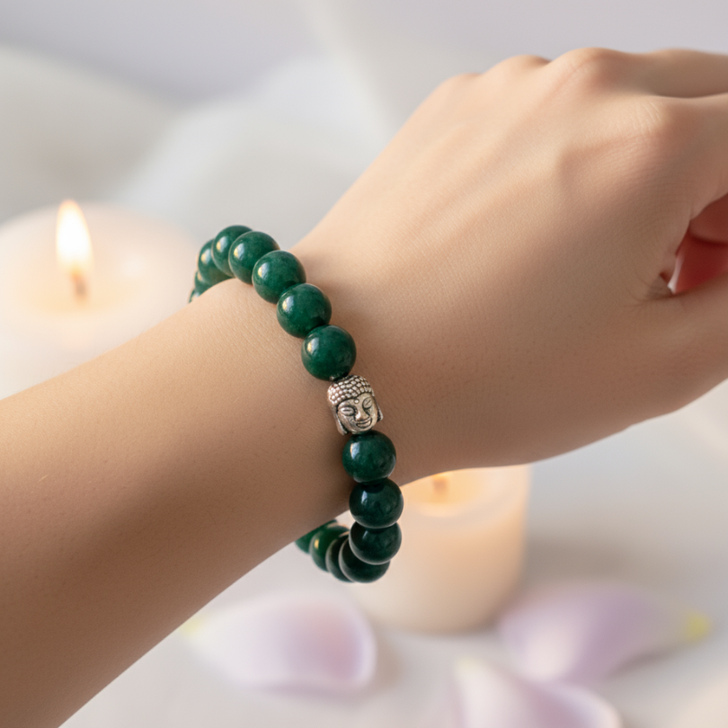 Authentic Green Jade gemstone bracelet for positivity and growth