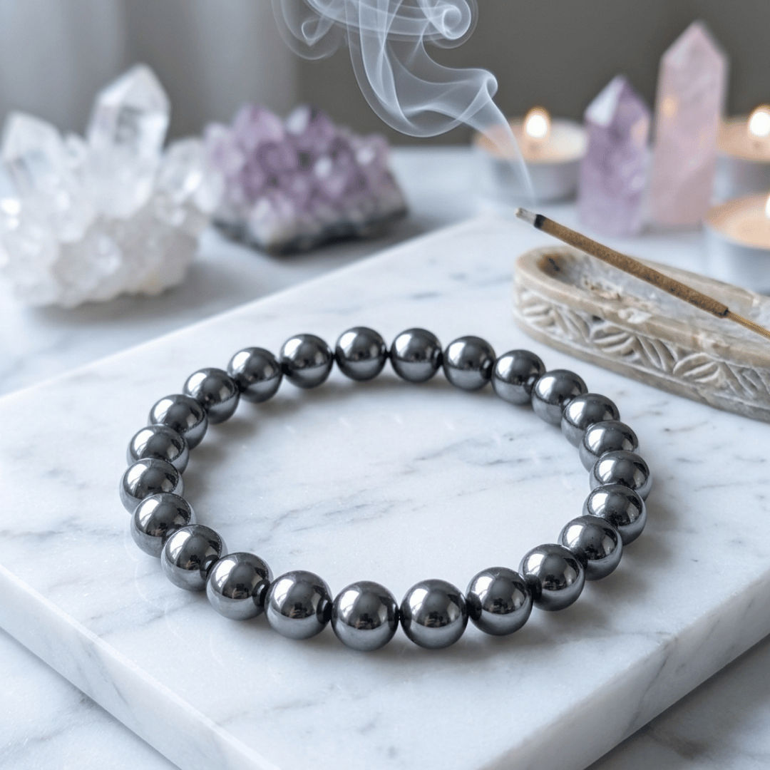 authentic hematite bracelet for grounding vibes