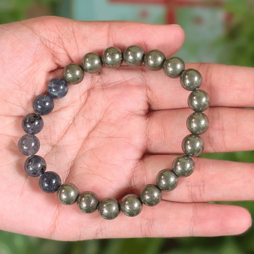 Iolite with Pyrite bracelet for grounding and abundance