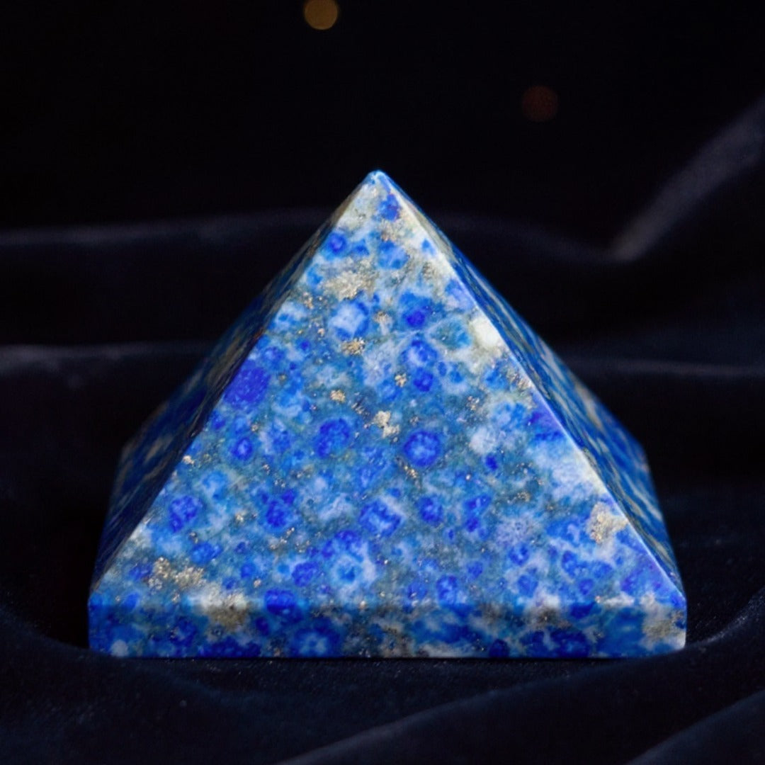 Healing Lapis Lazuli gemstone pyramid for meditation