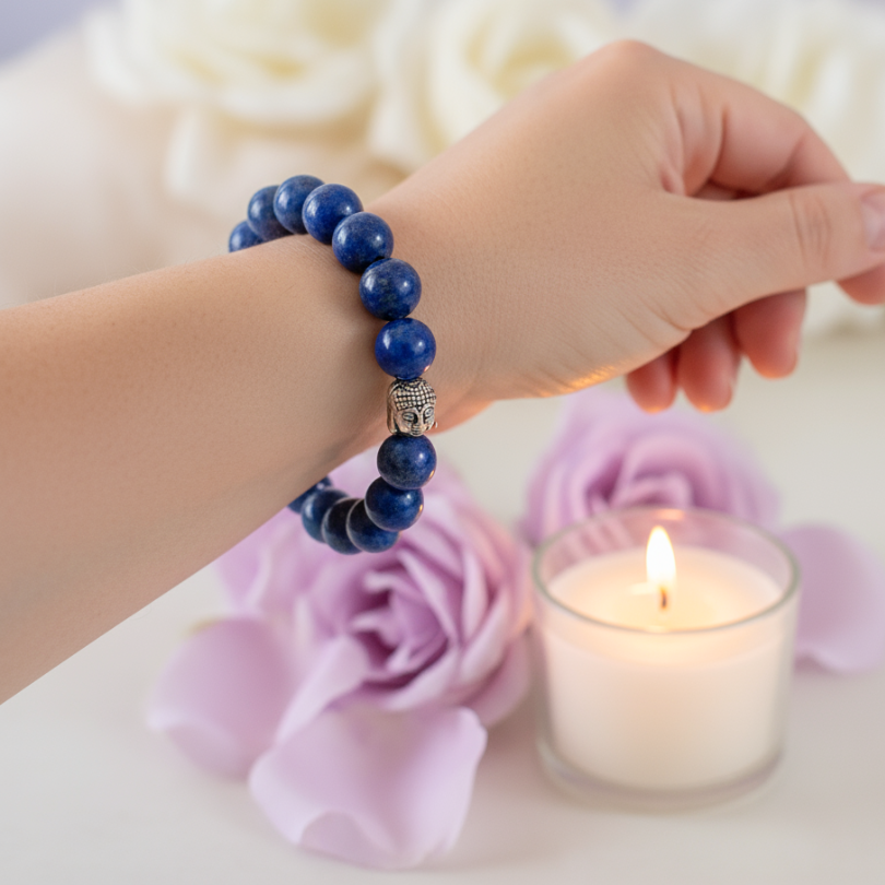 Authentic Lapis Lazuli gemstone bracelet for confidence and balance