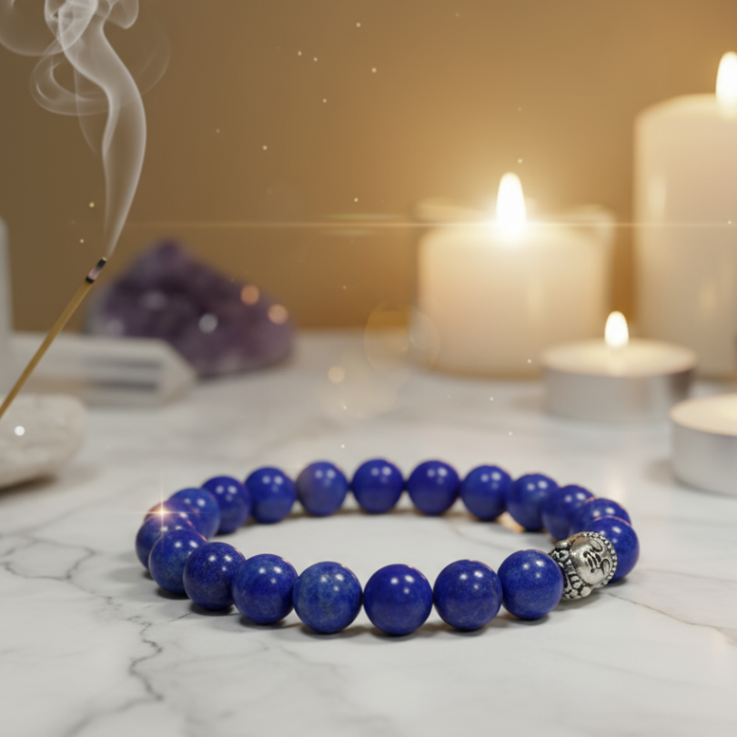 Natural Lapis Lazuli gemstone bracelet for clarity and insight