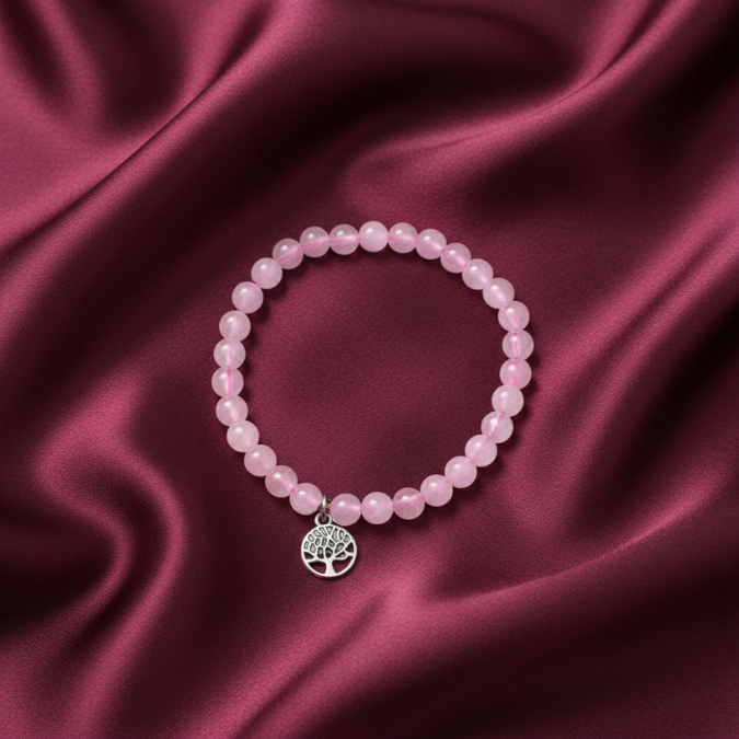 Handmade Rose Quartz crystal bracelet for peace and positivity