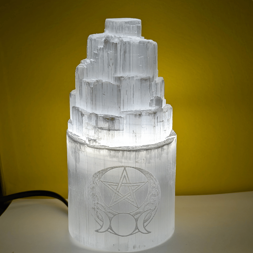 Selenite light lamp for positive energy and ambiance