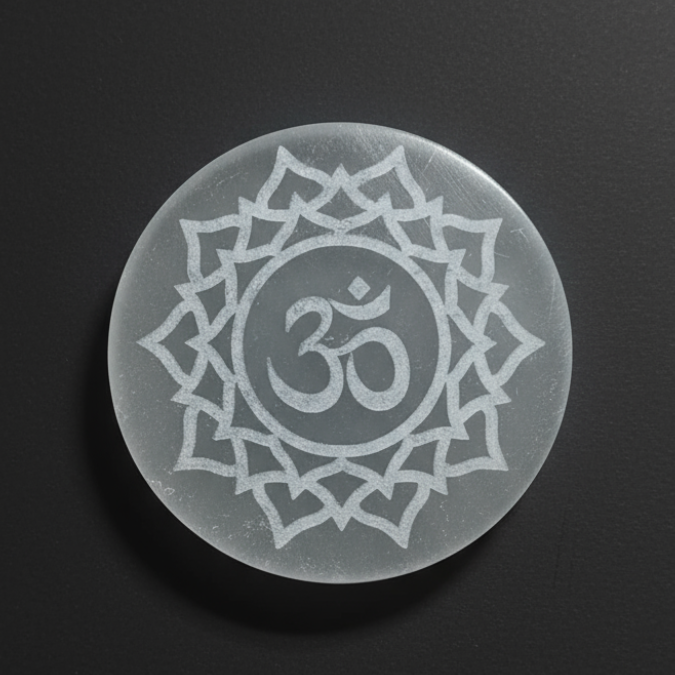 Natural Selenite crystal plate for energy clearing and meditation