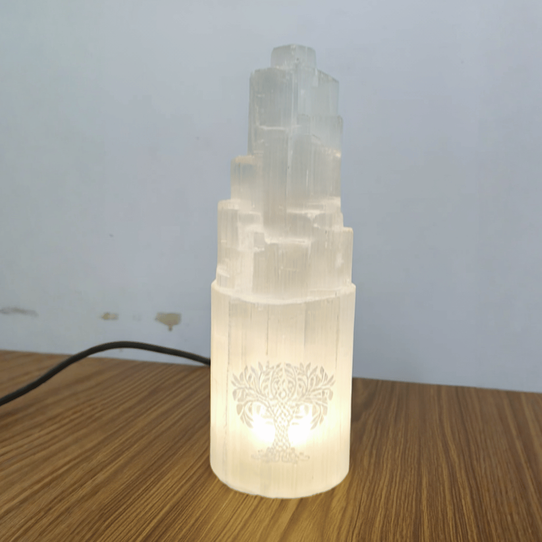 Selenite Lamp For Bedside or Work Table