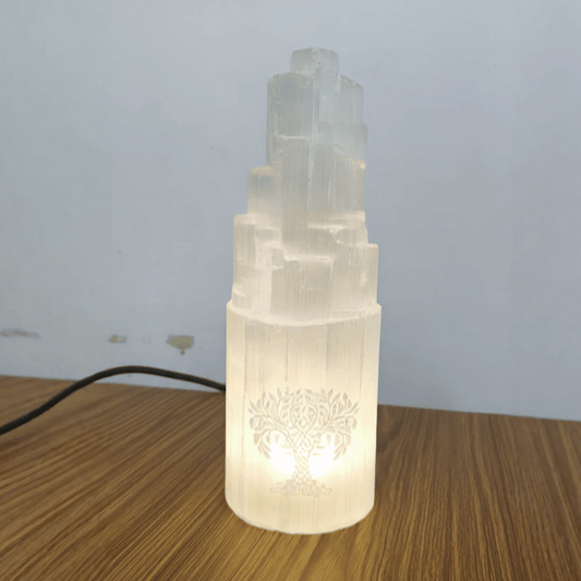 Selenite light lamp for positive energy and ambiance