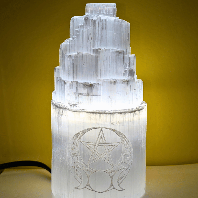 Selenite Lamp For Bedside or Work Table