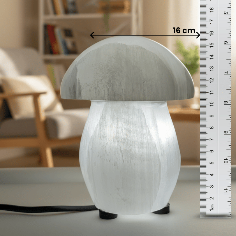 Selenite Mushroom Shape Lamp For Energy Cleansing, Calmness & Positive Vibes