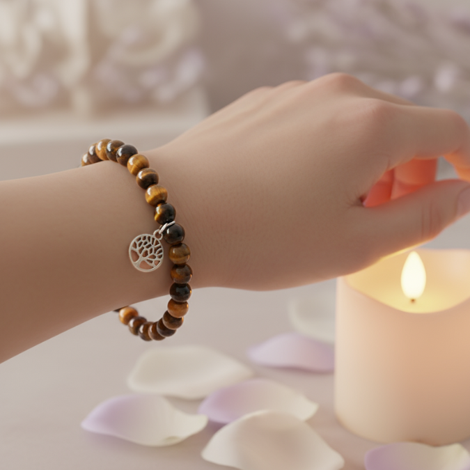 Natural Tiger Eye gemstone bracelet for strength and positive energy