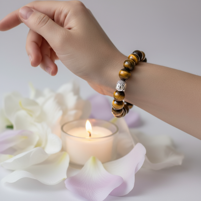 Natural Tiger Eye gemstone bracelet for strength and positive energy