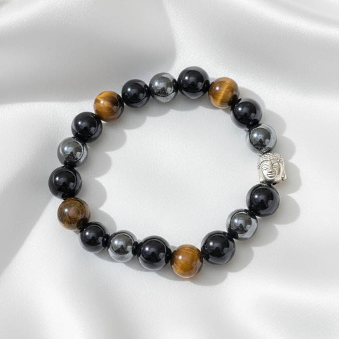 Natural Triple Protection gemstone bracelet for protection and positive energy