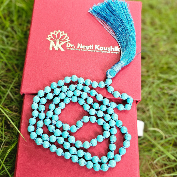Blue Howlite Jaap Mala For Stress Management - Dr. Neeti Kaushik's Shop