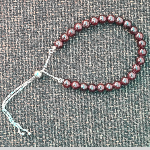 Garnet Bracelet In Silver For Protection-(8mm) - Dr. Neeti Kaushik's Shop