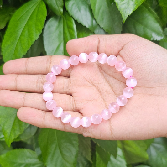 Pink Selenite Bracelet (8mm) For Removing Blockages