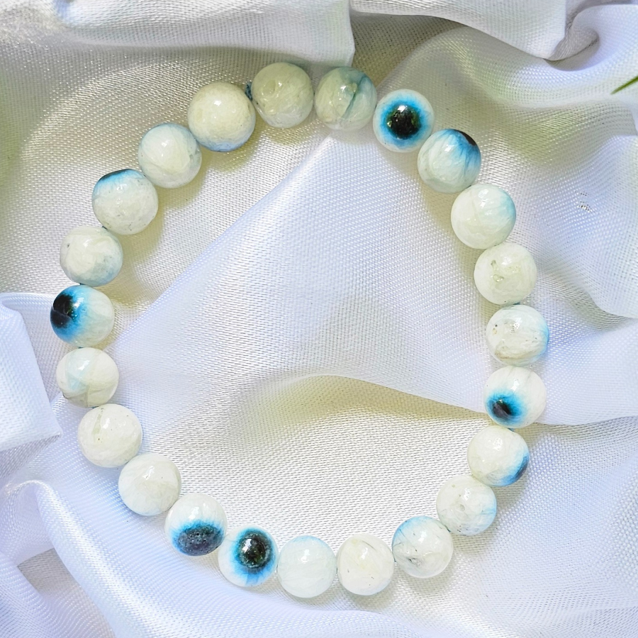 Aragonite Natural Evil Eye Bracelet