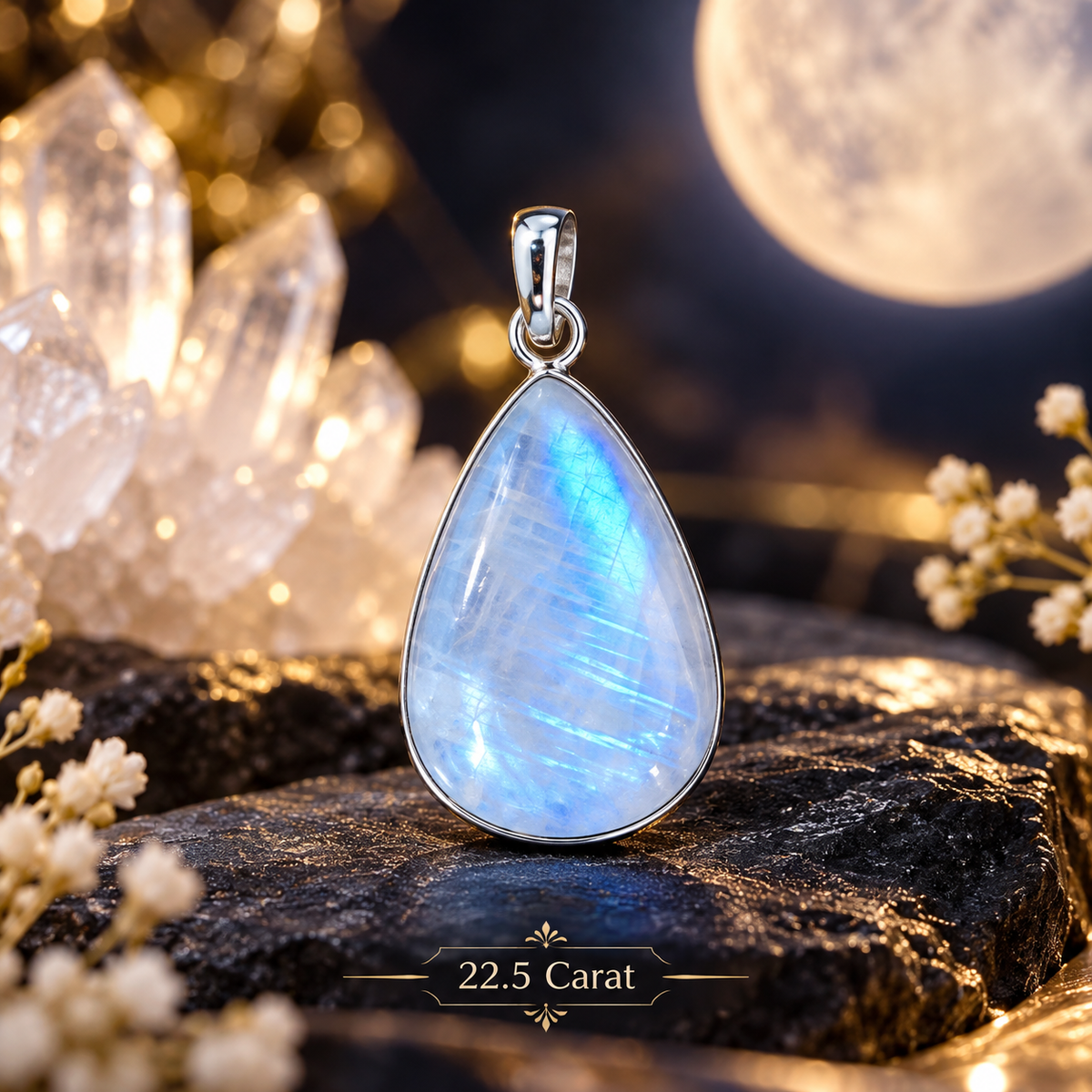 Moonstone Pendant in 925 Sterling Silver – New Beginnings • Feminine Energy • Inner Peace