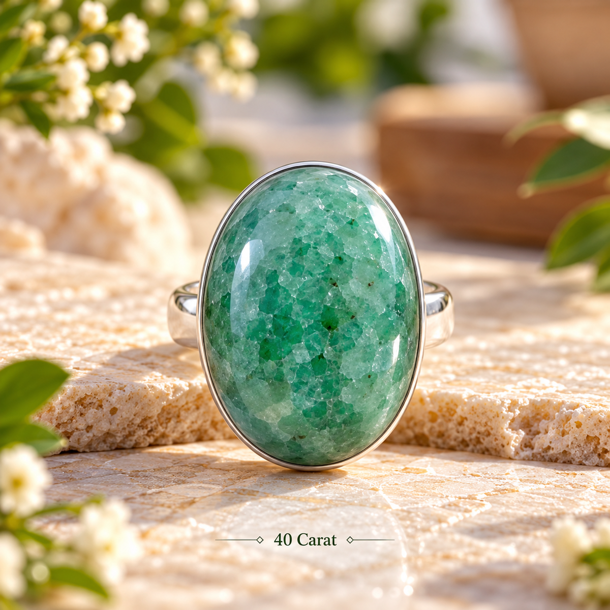 Premium Kiwi Quartz 925 Sterling Silver Ring – Harmony, Healing & Positivity