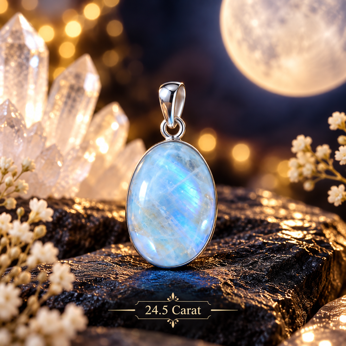 Moonstone Pendant in 925 Sterling Silver – New Beginnings • Feminine Energy • Inner Peace