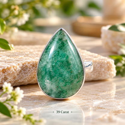 Premium Kiwi Quartz 925 Sterling Silver Ring – Harmony, Healing & Positivity