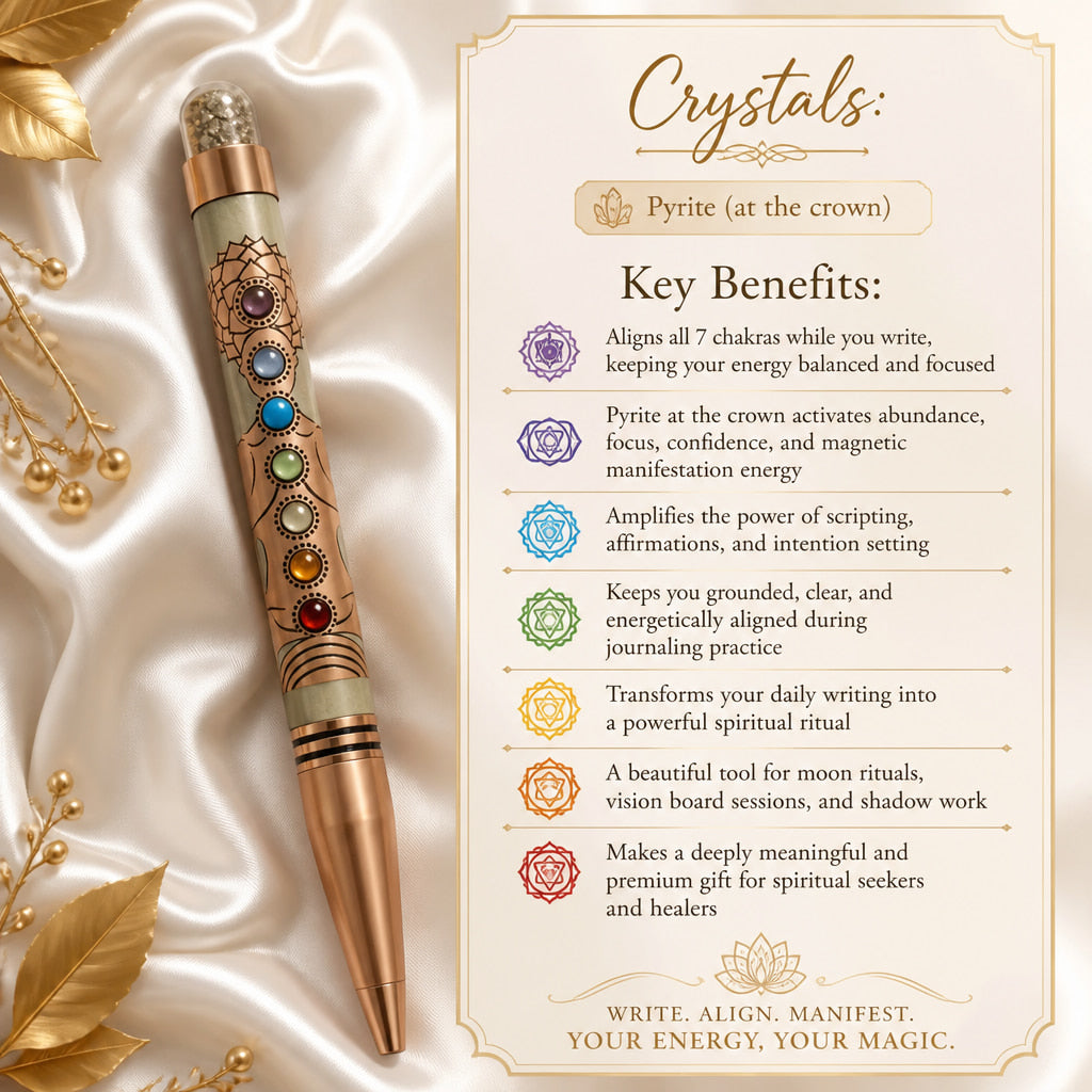 The Manifestation Pen | 7 Chakra Crystal Pen for Intentions, Journaling and Abundance