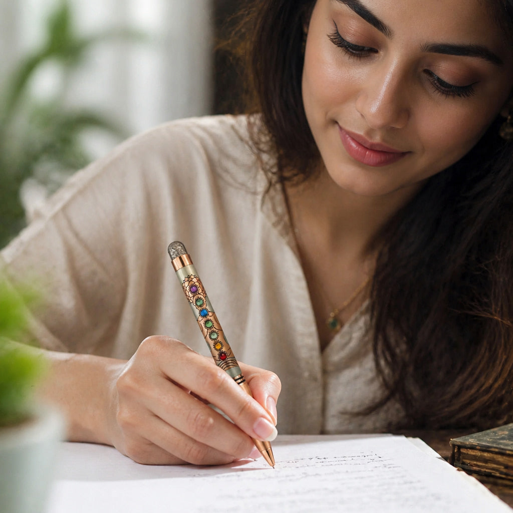 The Manifestation Pen | 7 Chakra Crystal Pen for Intentions, Journaling and Abundance