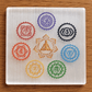 Selenite Plate with 7 Chakra (8 cm) For Crystals Recharge