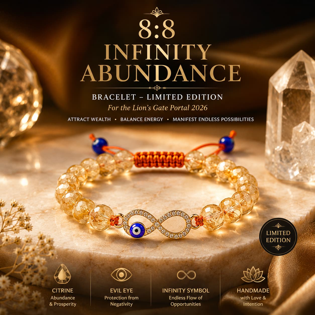 8:8 Infinity Abundance Bracelet - Limited Edition for the Lion's Gate Portal 2026