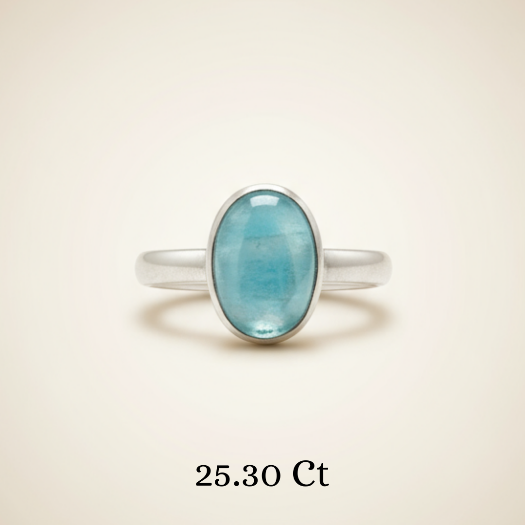 Aquamarine 925 Sterling Silver Ring - Calmness • Courage • Clear Communication