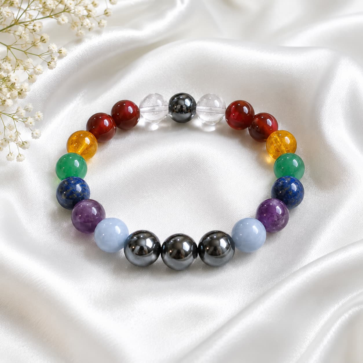 9 chakra healing crystal bracelet for positive energy and spiritual wellness