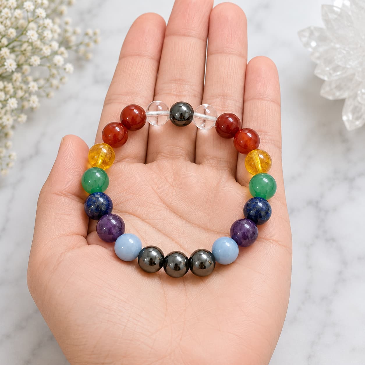 9 chakra crystal bracelet for energy alignment and chakra balancing