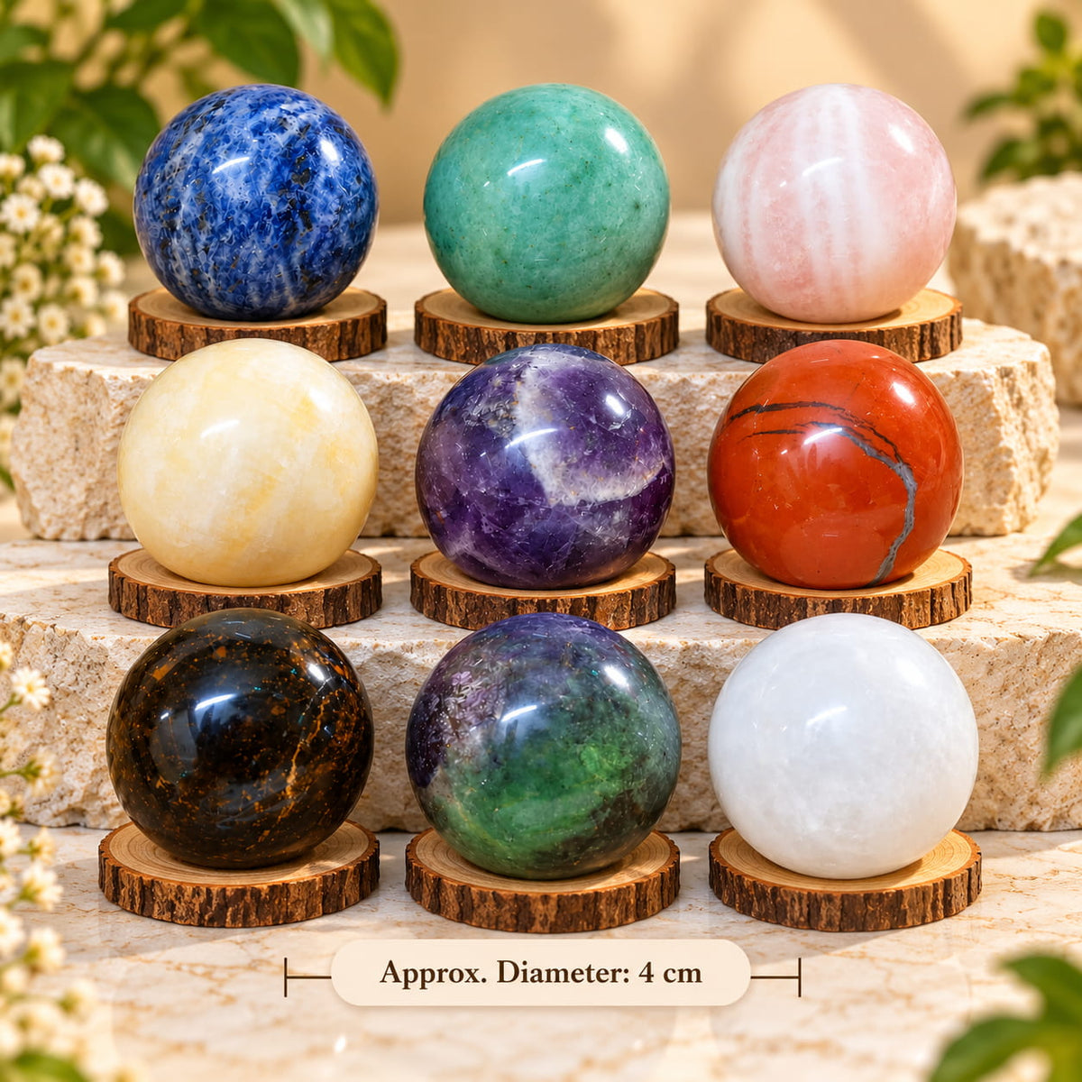 9 Crystal Ball/Sphere Set | Complete Healing and Manifestation