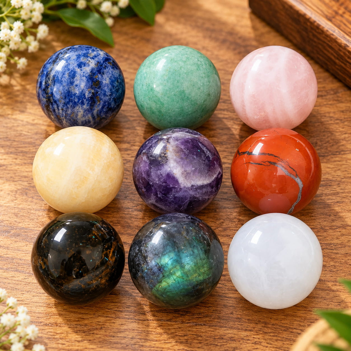 9 Crystal Ball/Sphere Set | Complete Healing and Manifestation