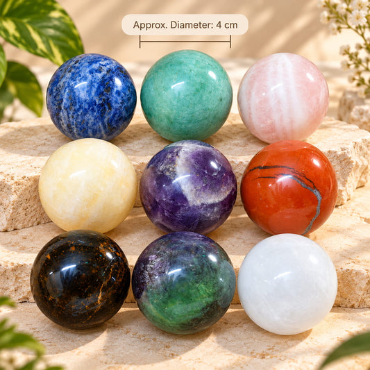 9 Crystal Ball/Sphere Set | Complete Healing and Manifestation