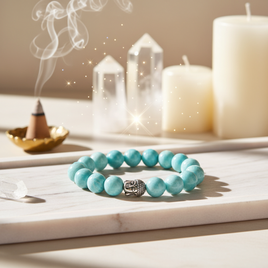 Natural Amazonite gemstone bracelet for harmony and truth"