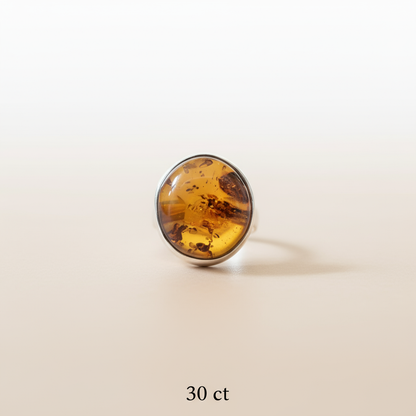 Amber 925 sterling silver ring for healing and positive energy