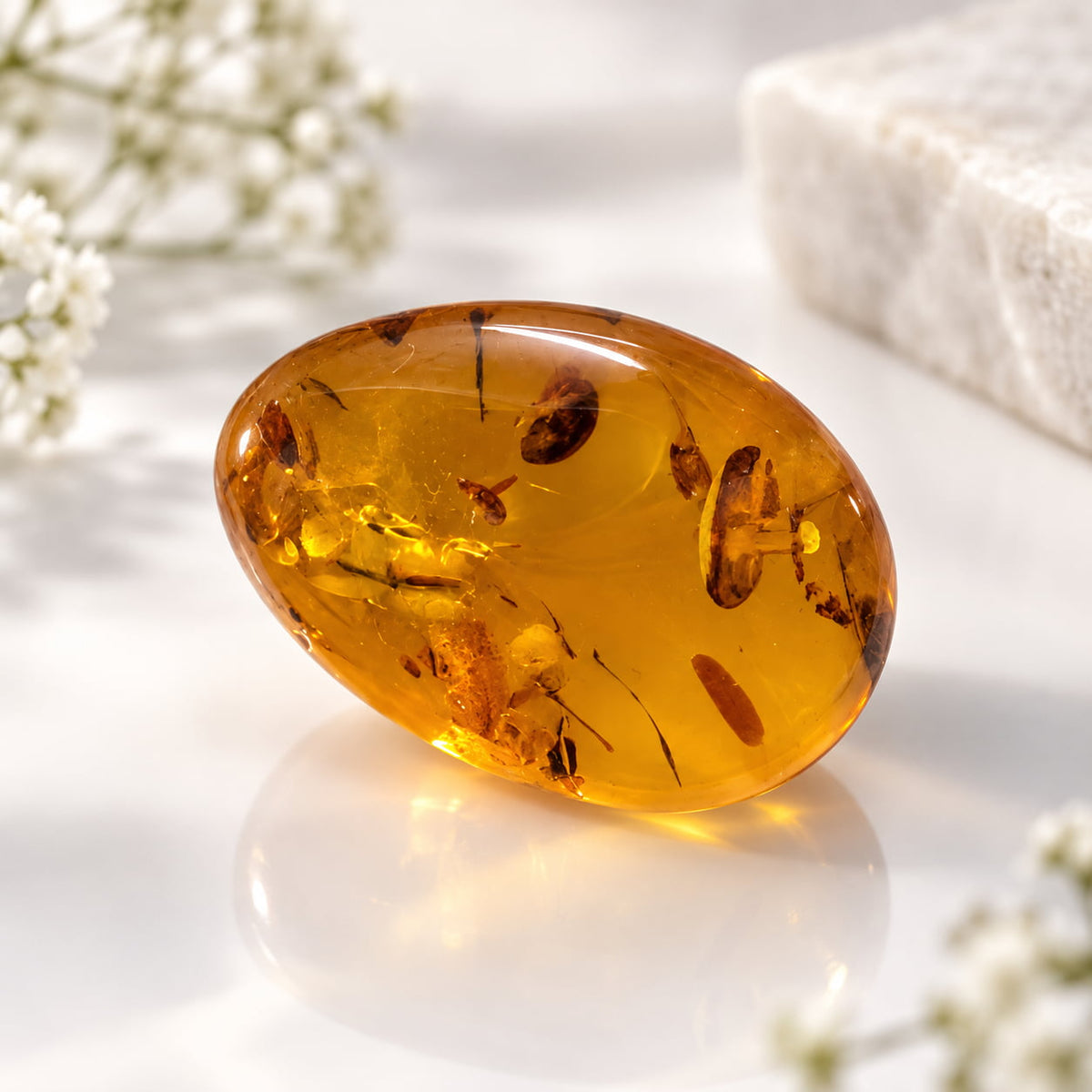Amber Cabochon Stone for Healing, Protection & Positive Energy