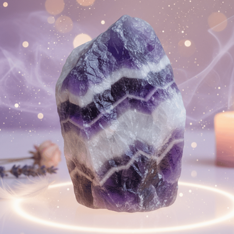 100% Natural & Exclusive Amethyst Chevron Raw Piece For Spiritual Protection & Intuition