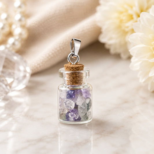 Amethyst Wish Bottle Pendant | Stress Relief, Spiritual Growth and Inner Peace