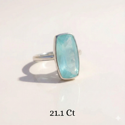 Aquamarine 925 Sterling Silver Ring - Calmness • Courage • Clear Communication